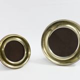 Set of two vintage frames, brass and wood, signed