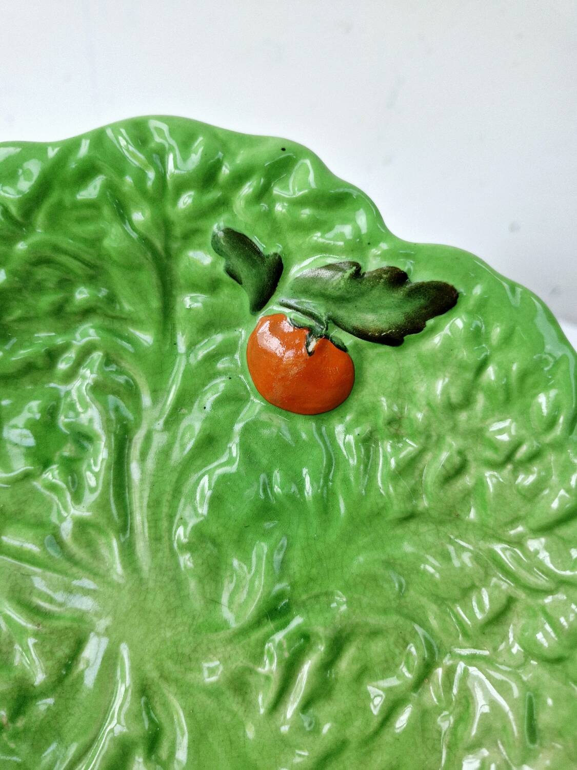 Vintage carlton ware cabbage and tomato slush plate made in england d 18.5 cm
