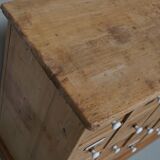 Armoire d'apothicaire allemande antique en pin avec boucliers en émail, années 1900