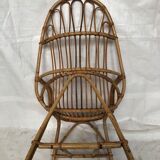 Wicker armchair rattan bamboo 60s large backrest