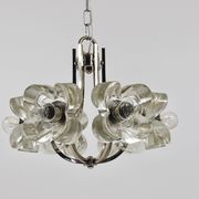 Crystal Glass Flower Pendant Light in Kalmar Style by Sische, Germany, 1970s
