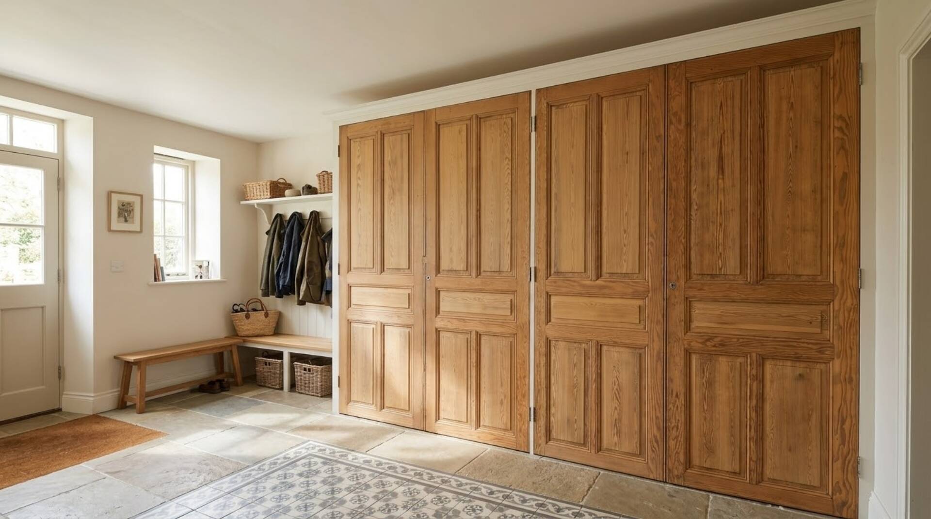 4 old cupboard doors in pitch pine
