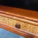 Maugrion rattan bedside tables for Roche Bobois vintage 70s