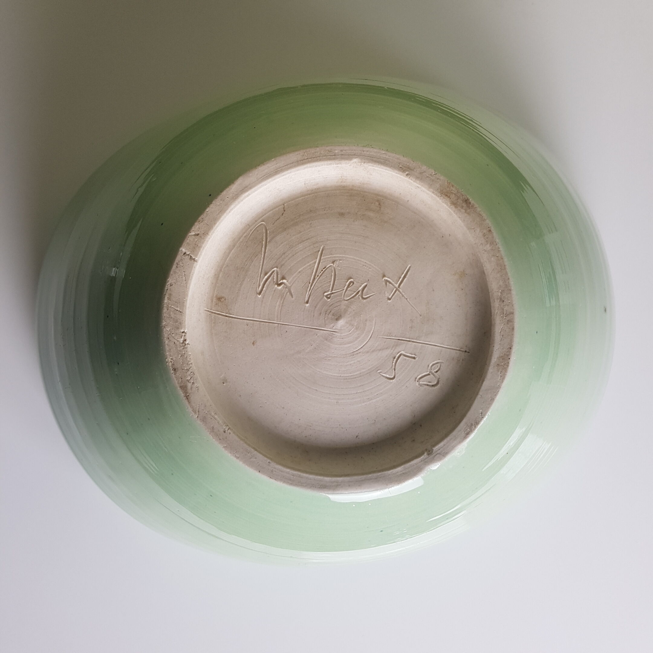 Bowl cut fruit in ceramic free-form 1958 email Green