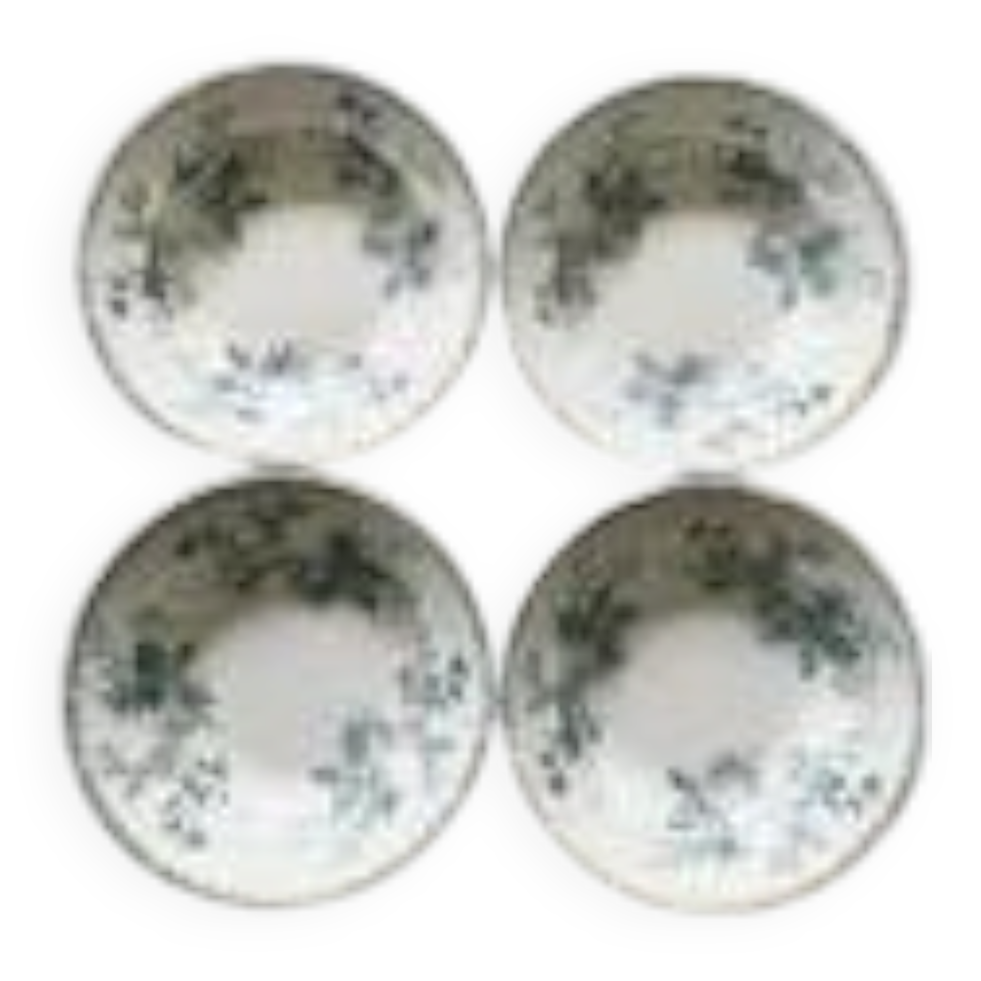 Set of 4 deep plates Sarreguemines Elvire U&C antique French earthenware