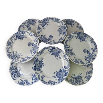 Suite de 8 assiettes Terre de Fer Saint Amand & Hamage Boule de neige