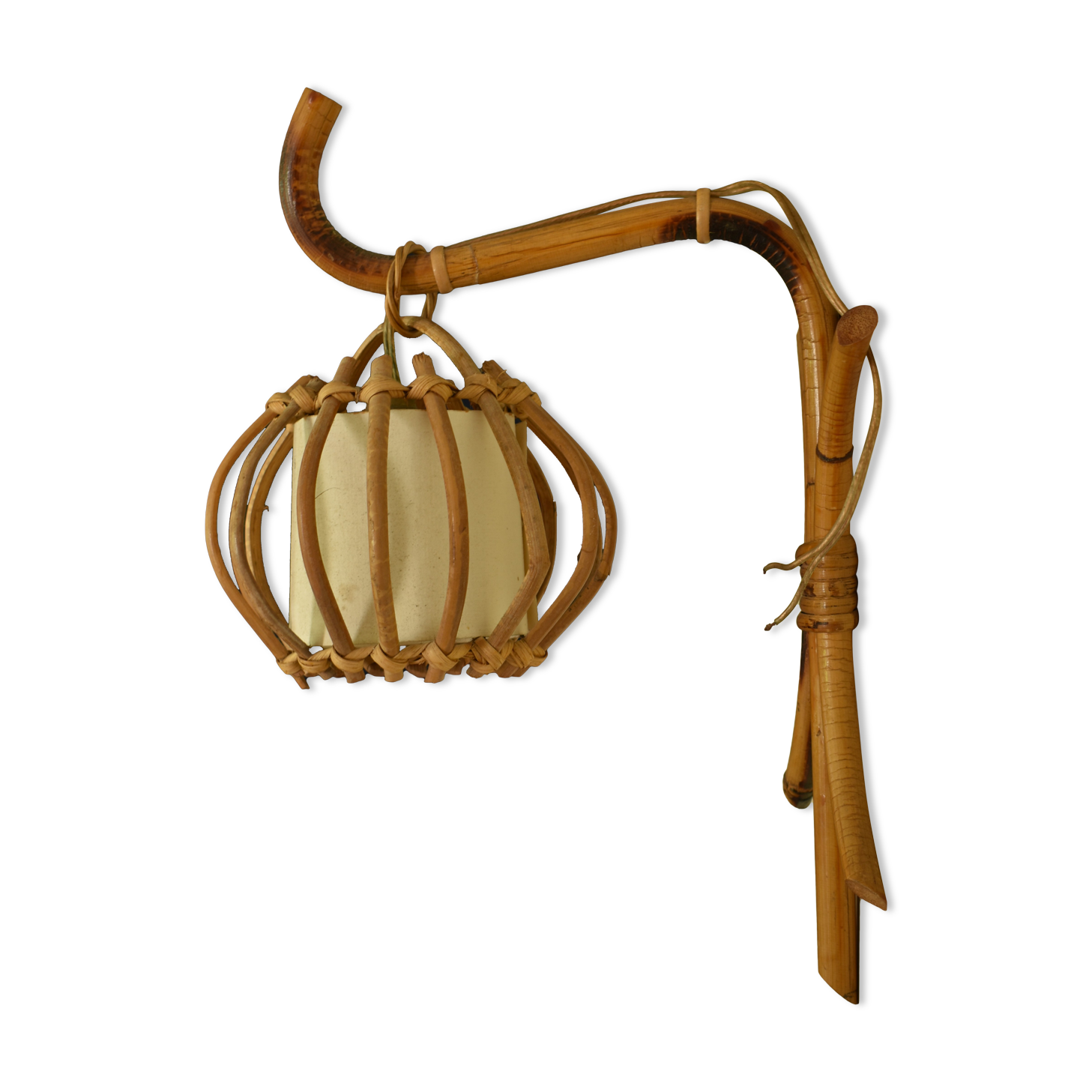 Vintage rattan wall lamp 60s