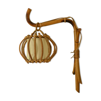 Vintage rattan wall lamp 60s