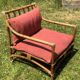 Rattan living room with 2 armchairs, coffee table cushions