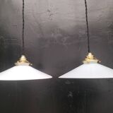 2 opaline pendant lights