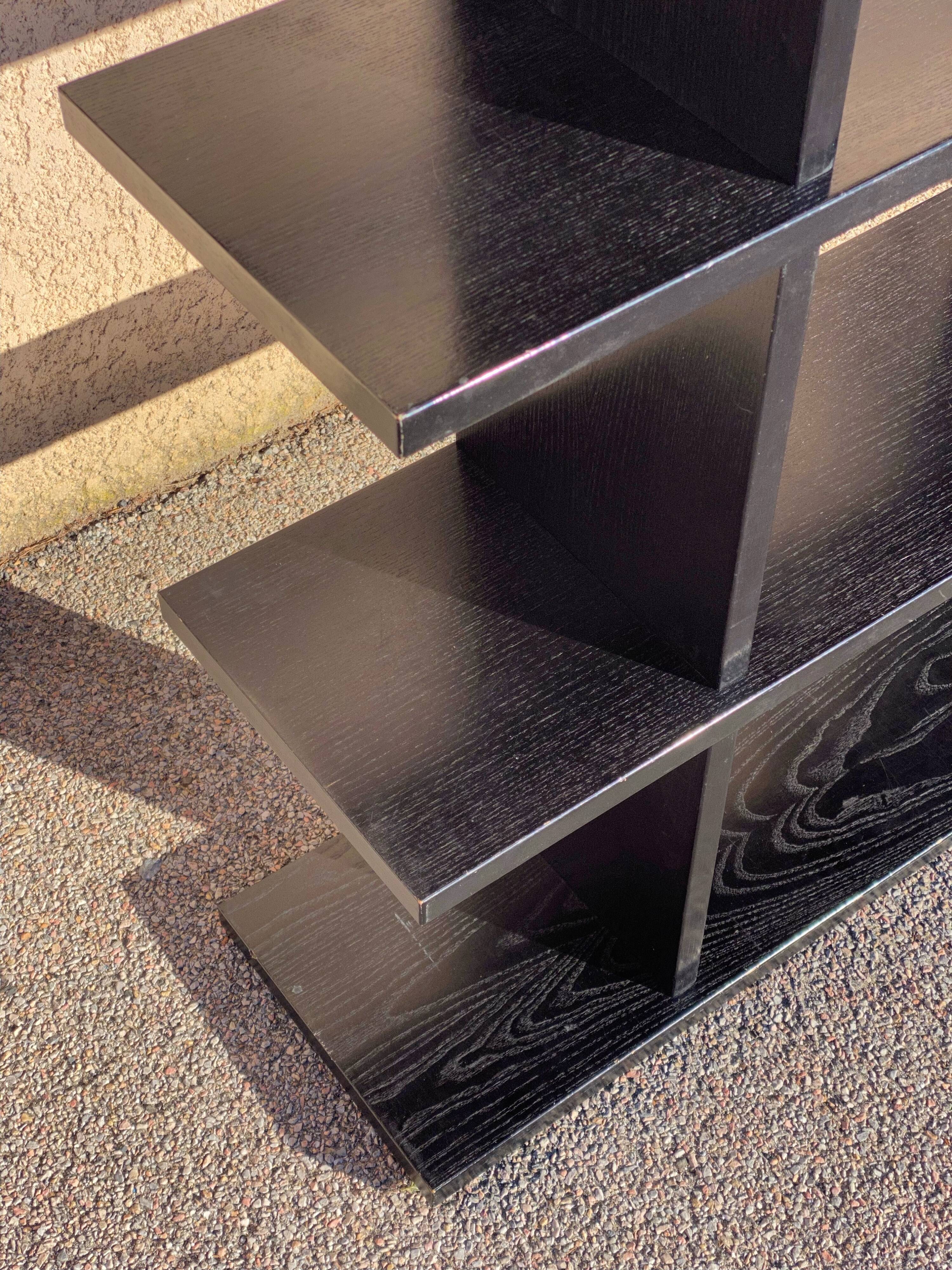Bookcase, in black lacquered wood, Italian design from 1970