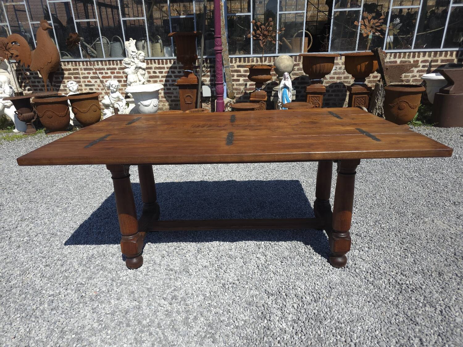 Table de ferme en chêne avec abattants