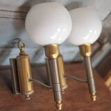 Pair of brass and white opaline wall lights, vintage wall light