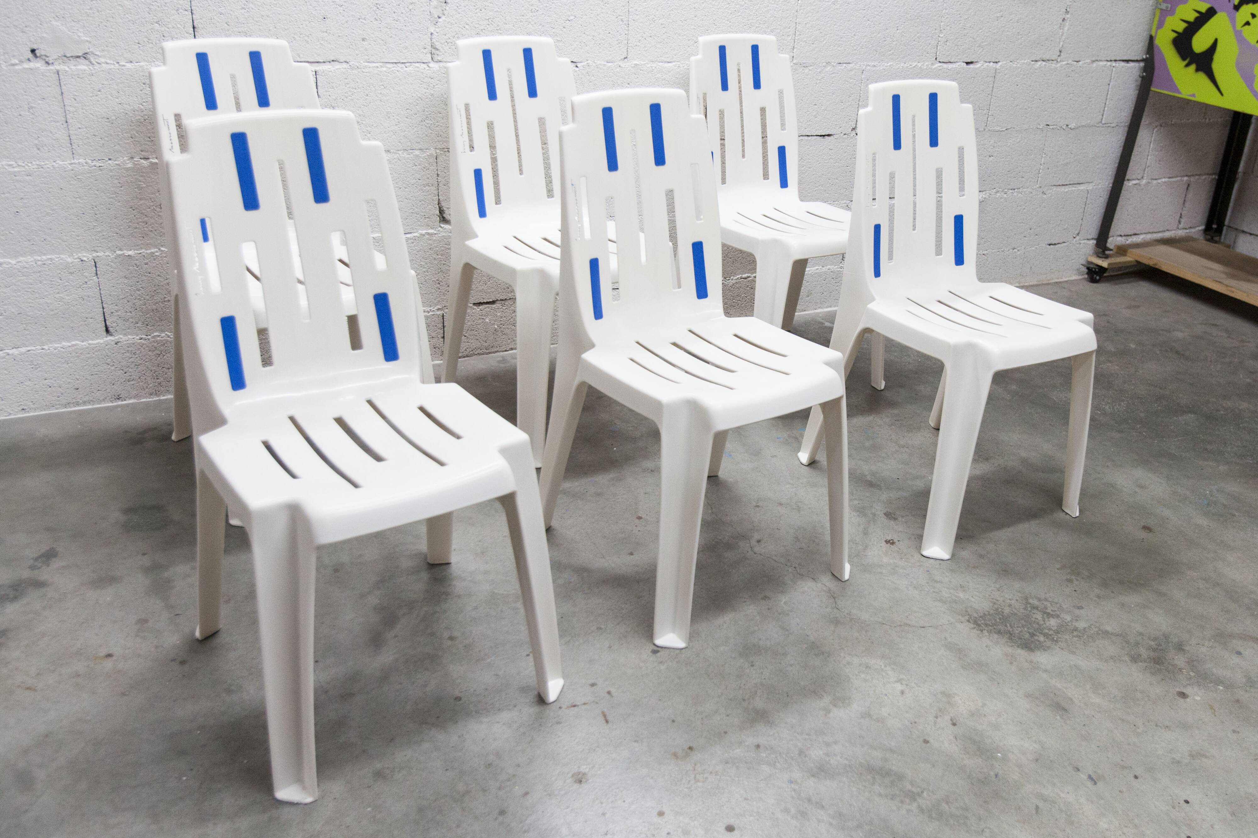 6 Mambo design chairs by Pierre Paulin, Henry Massonet line, by Stamp 1990.