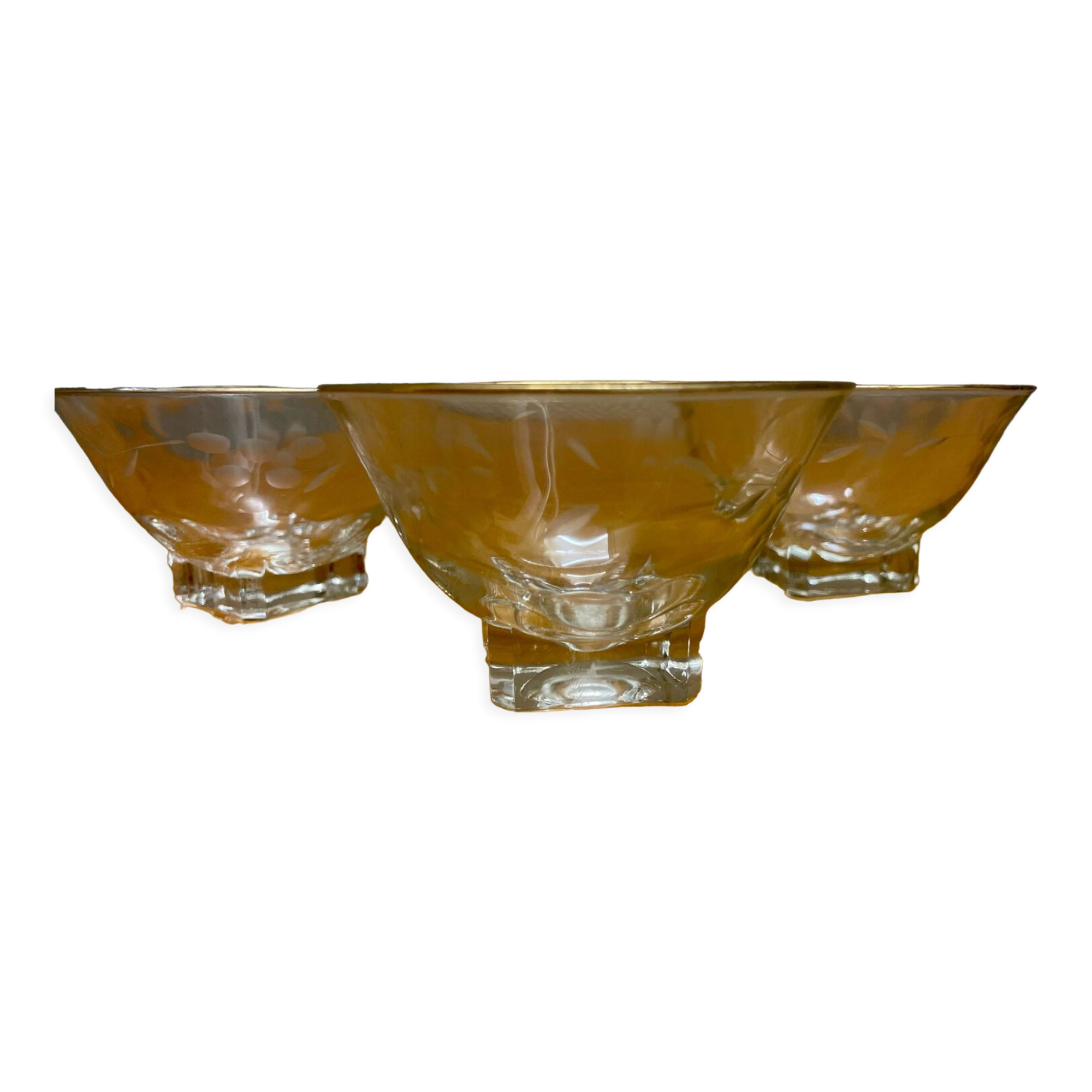 Set of 3 old champagne or cocktail glasses