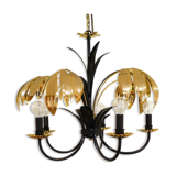 Chandelier 5 branches and palm leaves gold