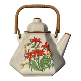 Japanese teapot 80s with flower and bamboo decoration