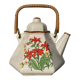 Japanese teapot 80s with flower and bamboo decoration