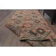 Vintage Turkish Oushak Handmade Wool Cotton Orange Runner Rug 107x290