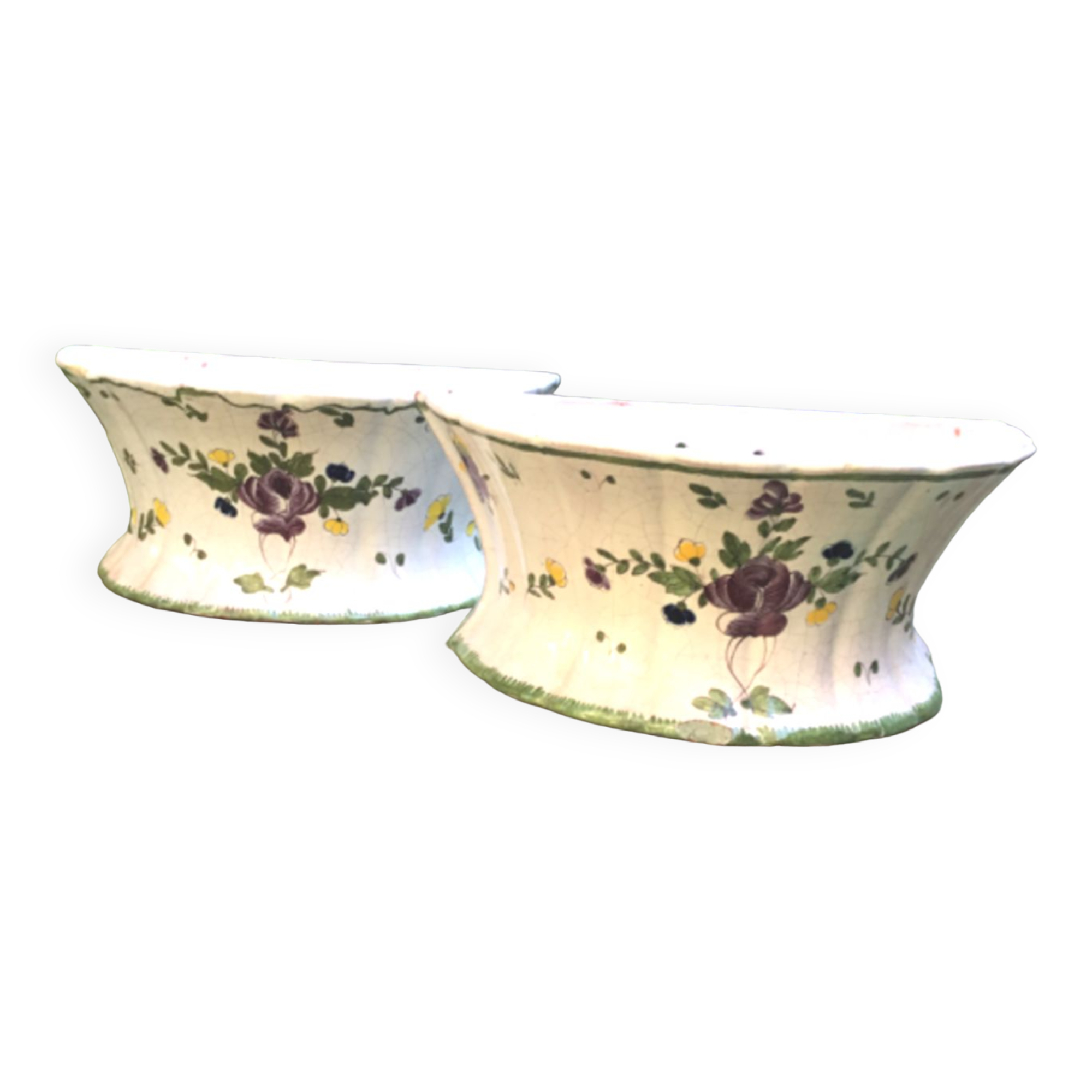 Pair of Nevers earthenware flower makers early nineteenth