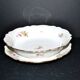 Vintage floral porcelain salad bowl with gilding + matching round plate