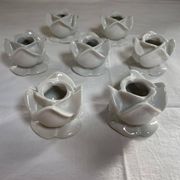 White porcelain rose shaped candle holders