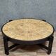 Roger Capron : grande table basse ronde en céramique et structure en bois