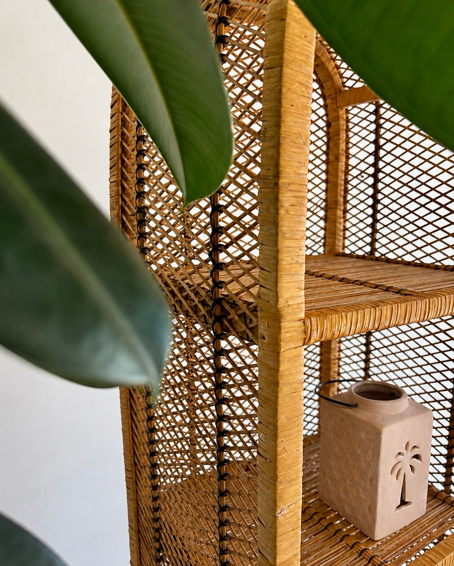 Natural rattan and cane bookshelf – 1970s