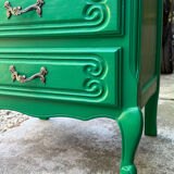 Vintage green oak chest of drawers from the 1960s.