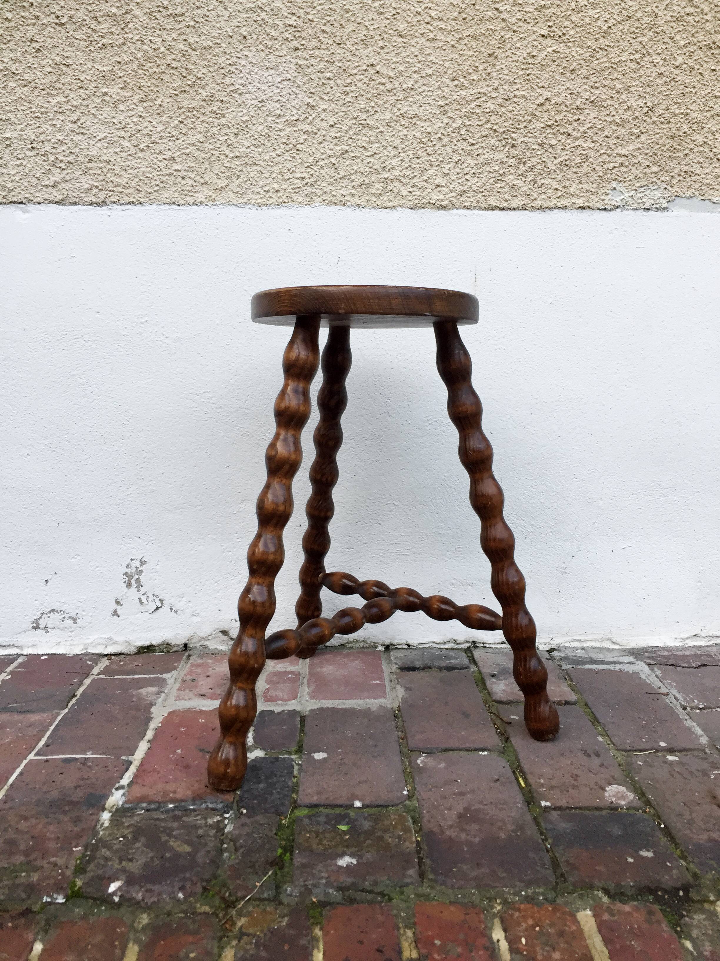 Turned wooden stool