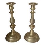 Antique pair of gilded bronze candlesticks