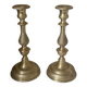 Antique pair of gilded bronze candlesticks