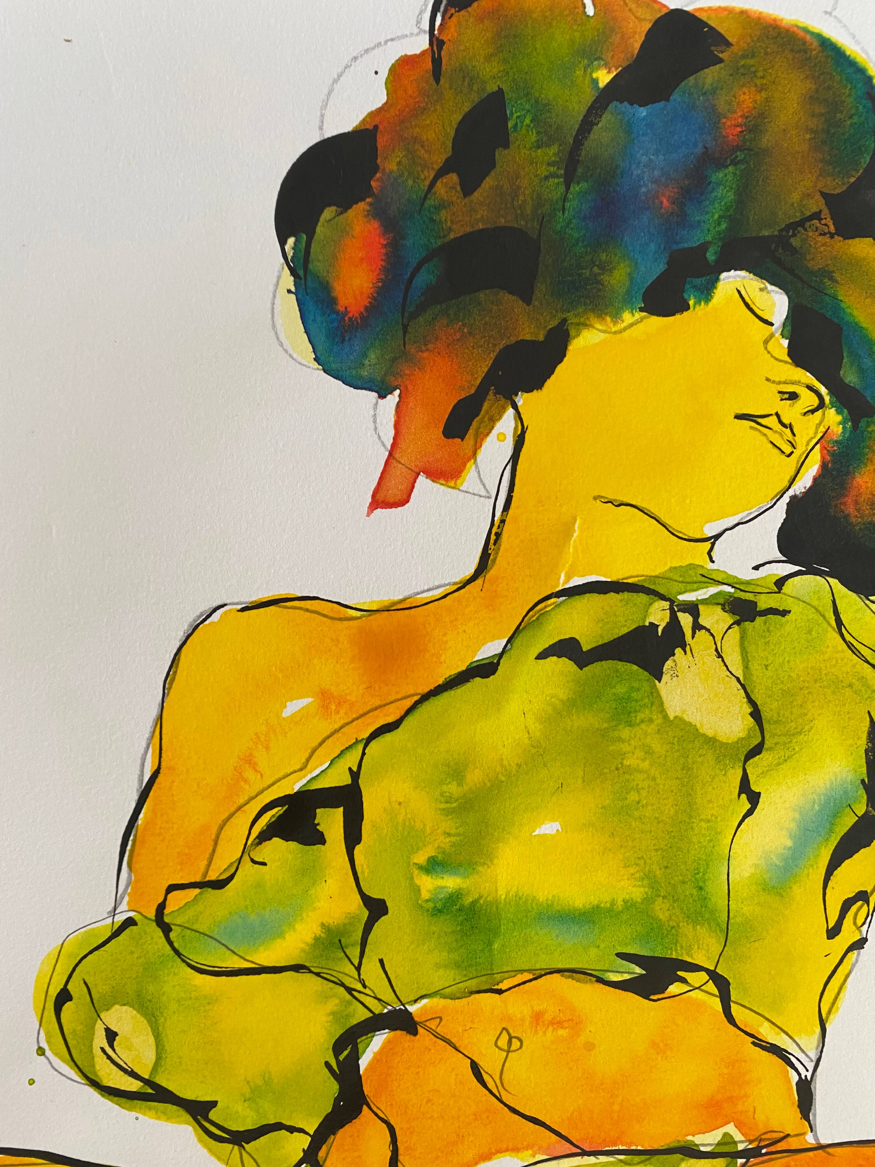 Paintings Set of 4 studies of nude of woman Ink dated 2012 signed Curiosa