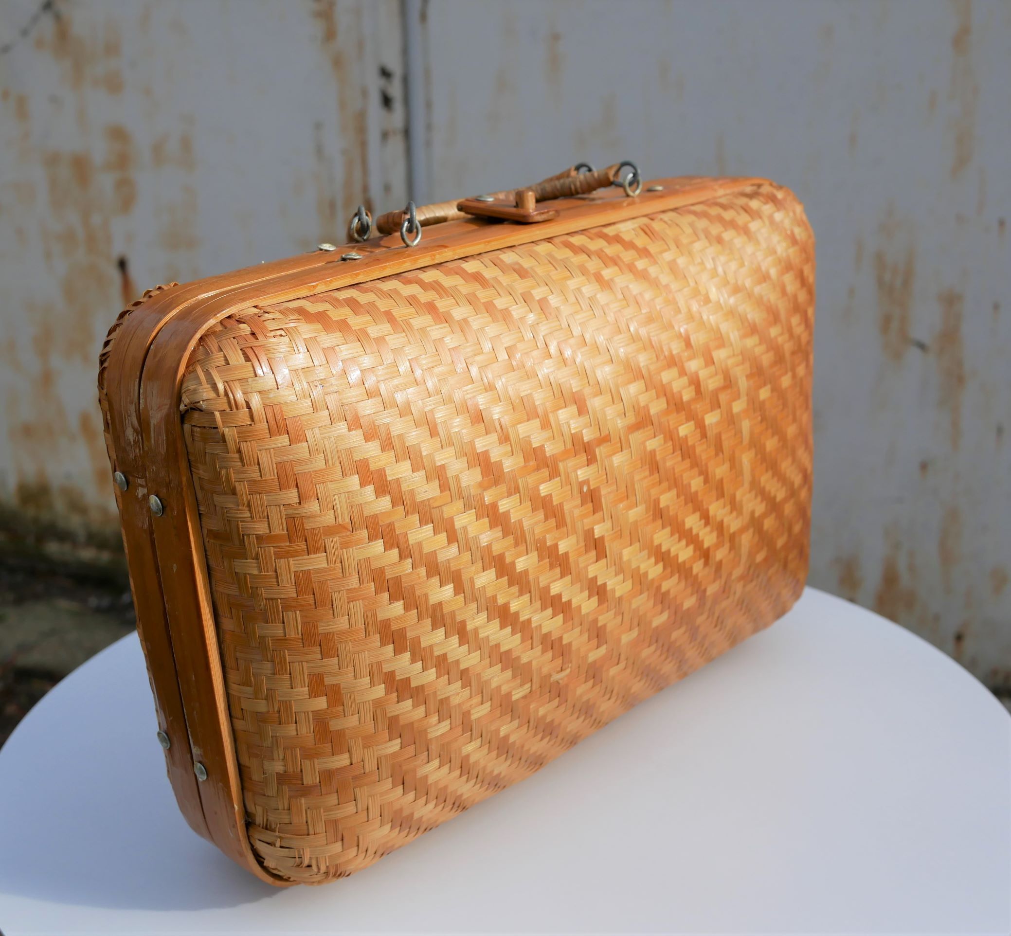 Suitcase vintage wicker