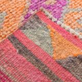 3x12 Fuchisa Pink Turkish Runner,Handmade Wool Vintage Runner Rug,90x359 Cm