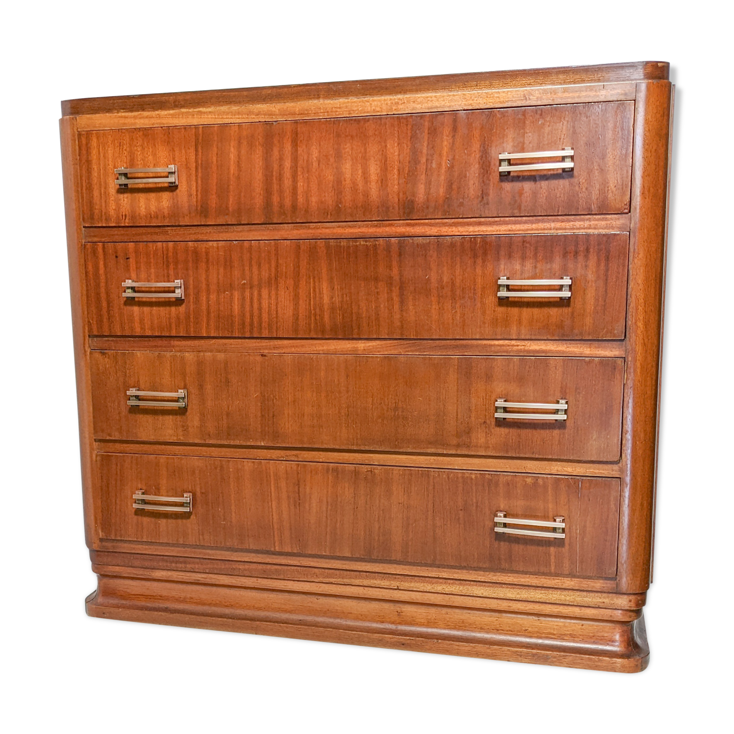 Art Deco period banker's chest of drawers circa 1920 in mahogany and mahogany veneer