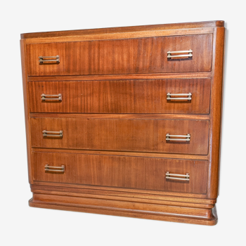 Art Deco banker's chest of drawers circa 1920 in mahogany and mahogany veneer