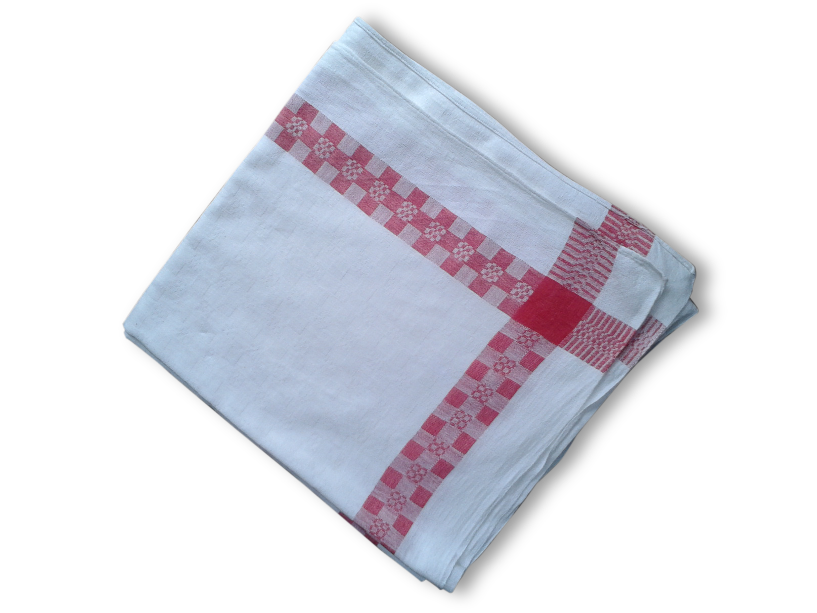 Tablecloth tea cotton white and Red damask