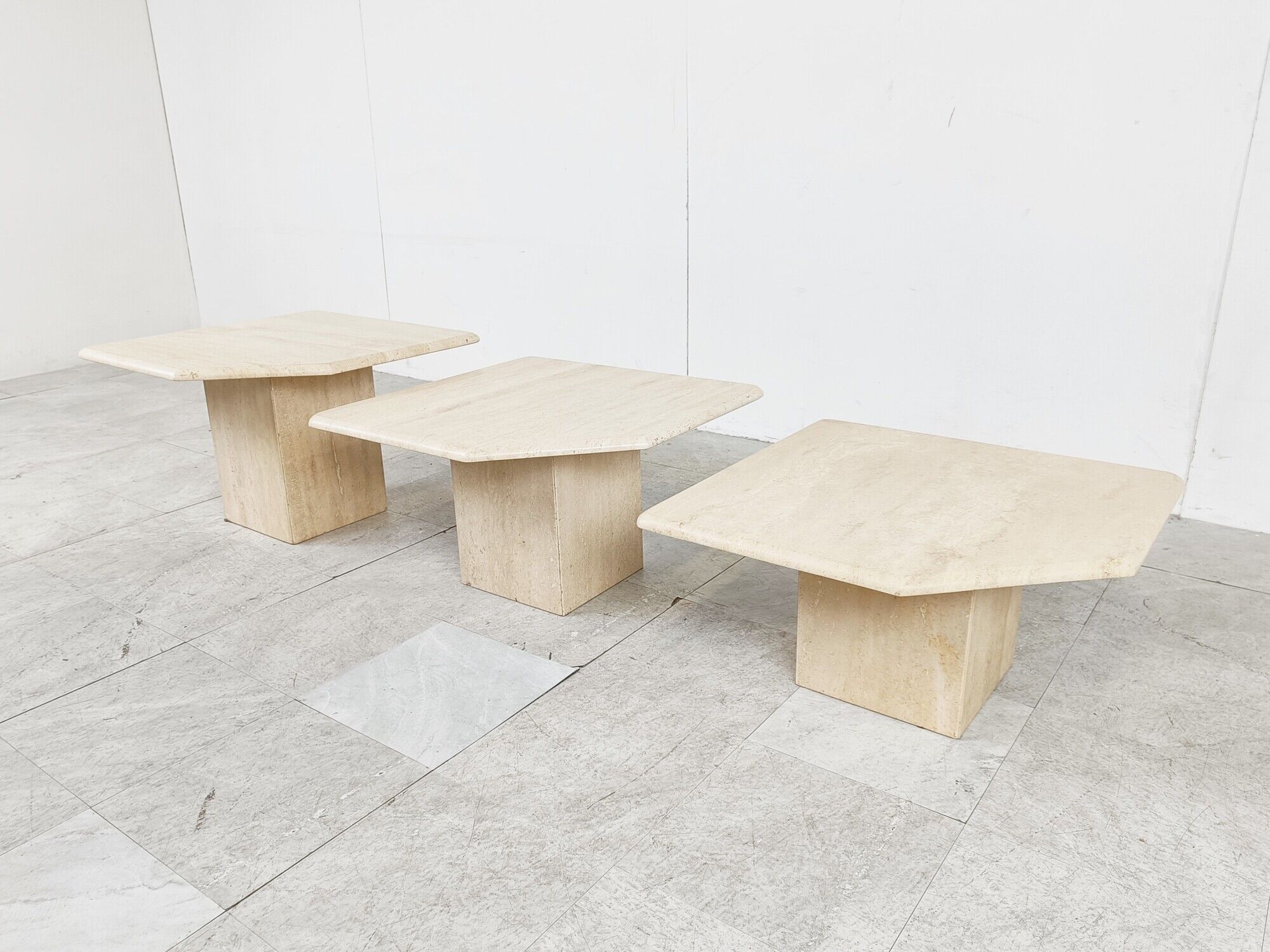 Vintage travertine nesting tables or side tables, 1970s