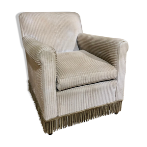 Fauteuil velours à franges
