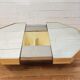 Low octagonal mirror and gold metal France 1970 bar table