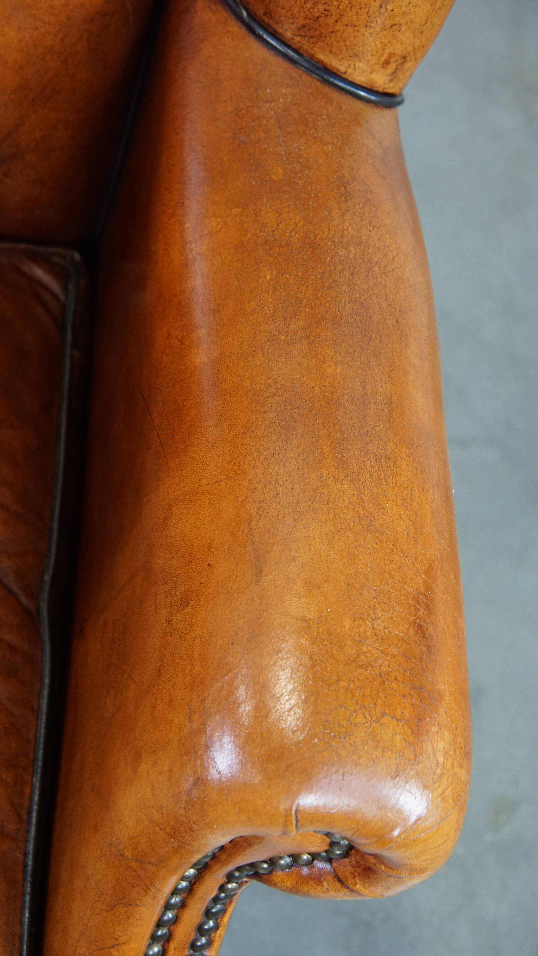 Sheep leather wingback chair