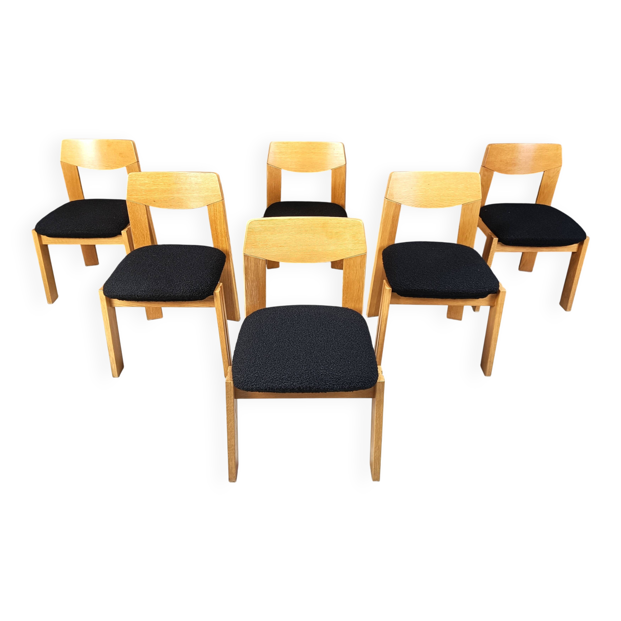 Vintage brutalist dining chairs, set of 6