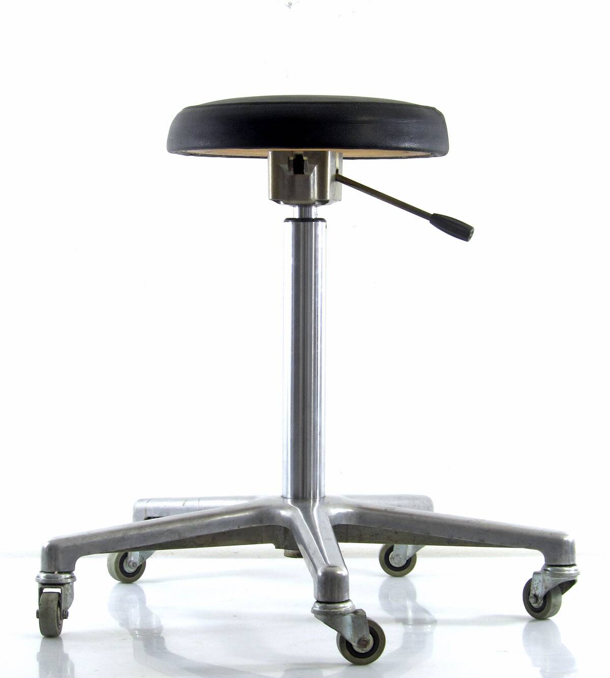 Sixties vintage aluminium adjustable dentist stool