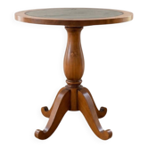 Guéridon style empire bois massif et cuir vert