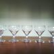 Five engraved vintage glasses white wine or aperitif glasses