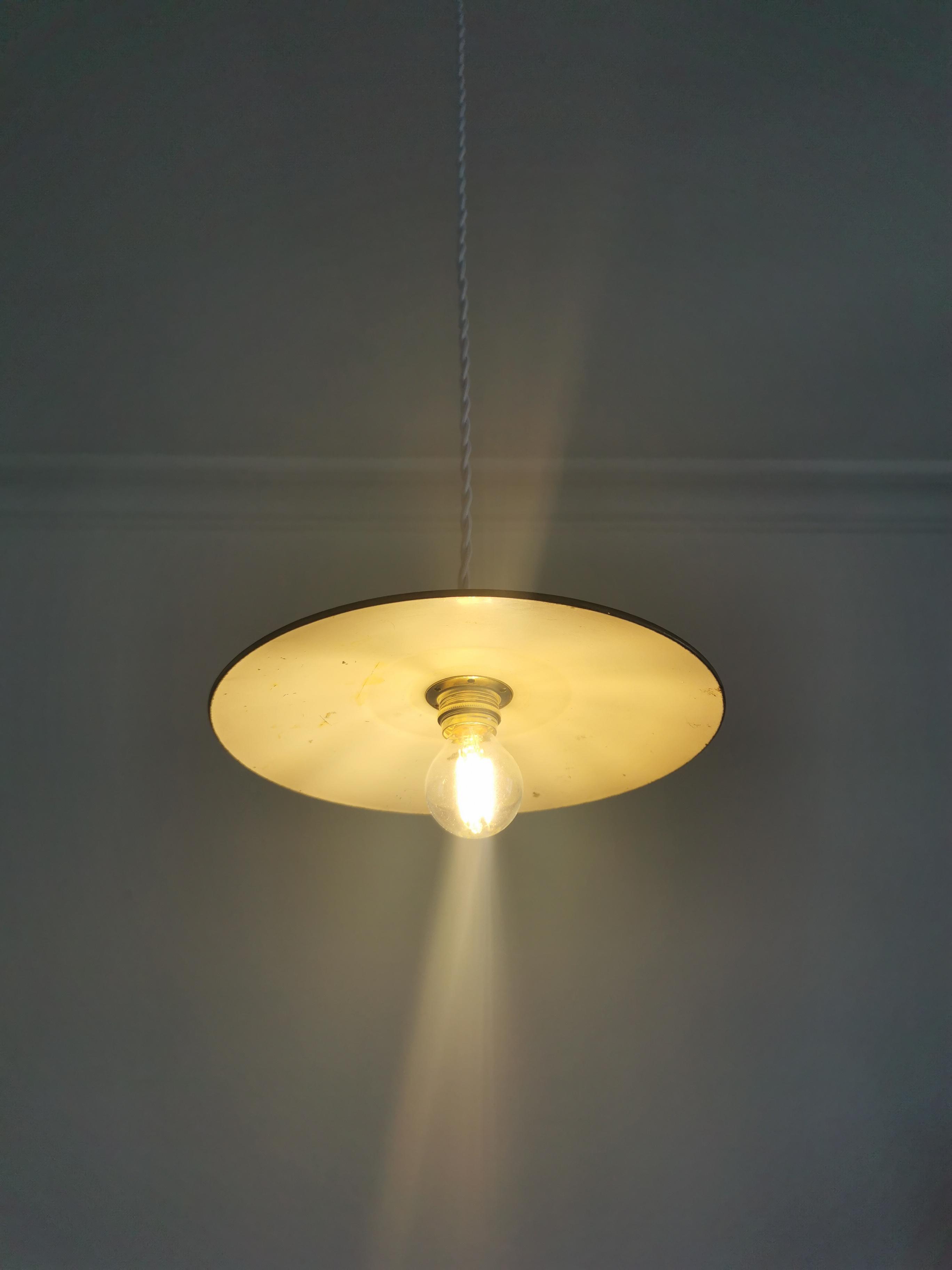 Suspension flat enamelled sheet black old, industrial, year 50