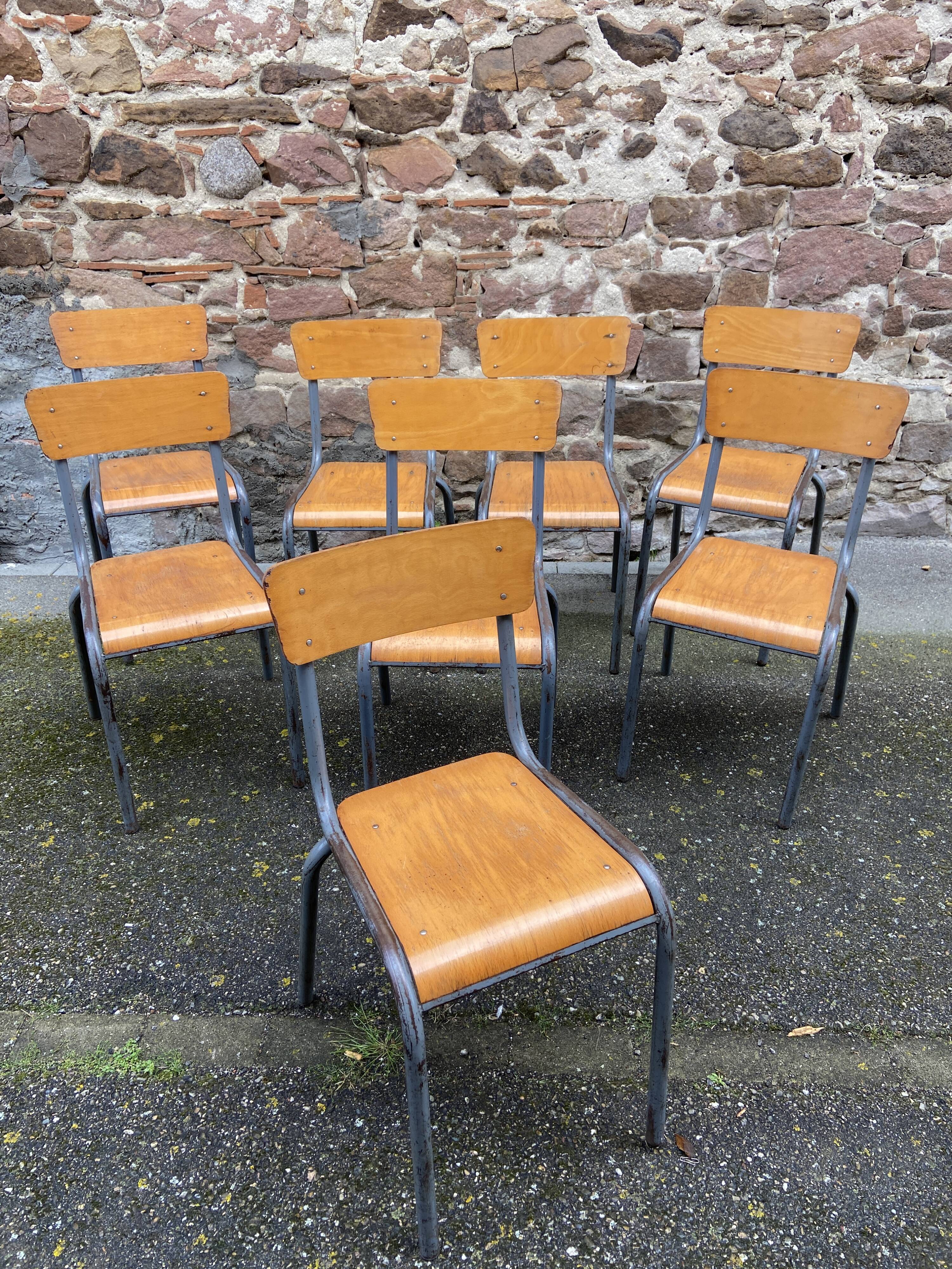8 vintage industrial school chairs for communities mullca delagrave tube & wood french school chair