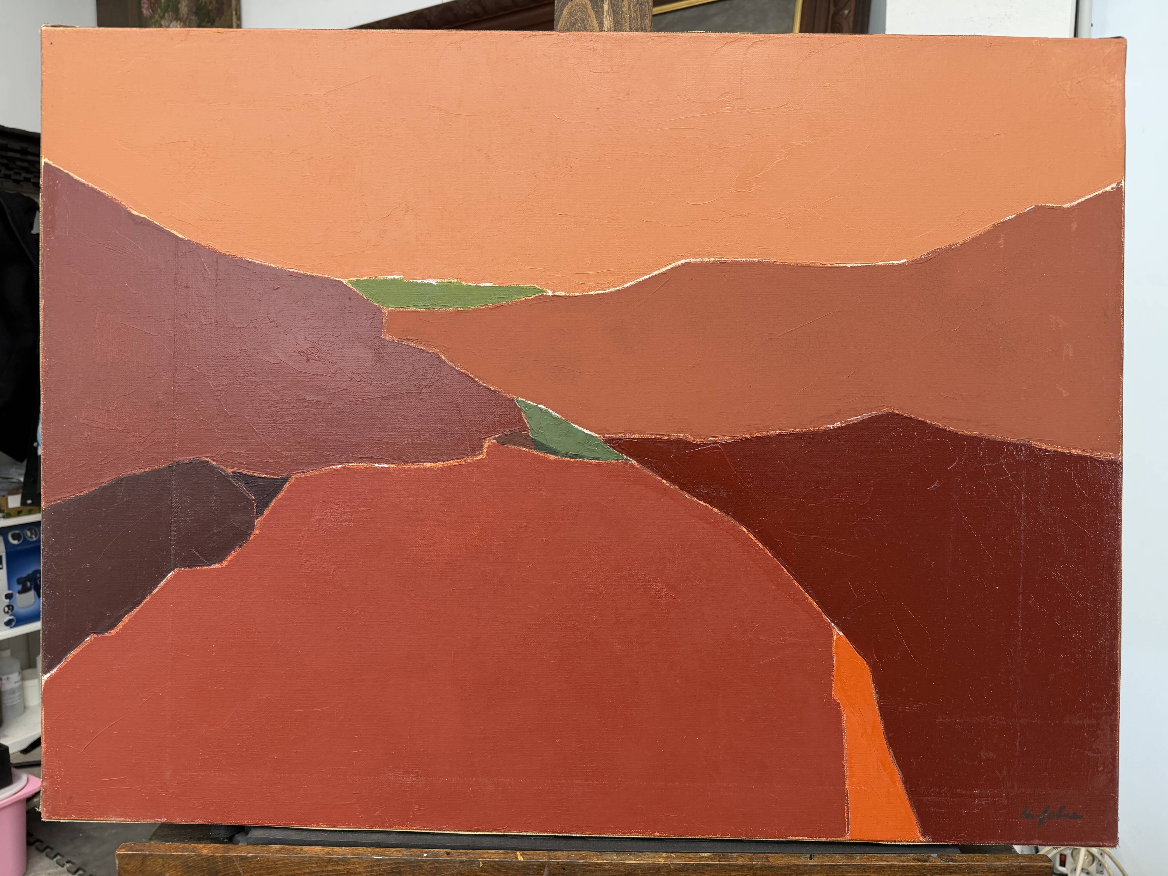 Abstract landscape tableau from Provence – Luberon – oil on canvas signed Miche