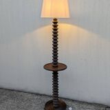 Turned wood floor lamp 1940-50 Charles Dudouyt style